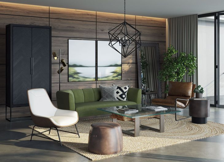 Mitchell Havana Dark Brown Upholstered Round Ottoman