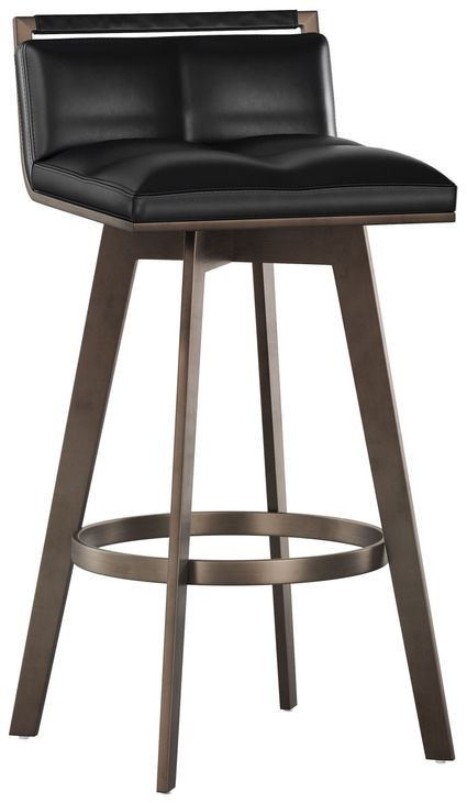 Stafford Bravo Black Swivel Upholstered Bar Stool