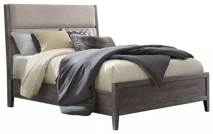 Portia Brushed Brindle and Beige Queen Upholstered Panel Bedroom Set with Storage Bench