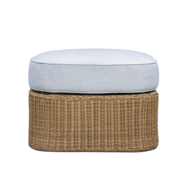 Axel Blue Performance Fabric Upholstered Outdoor Square Ottoman