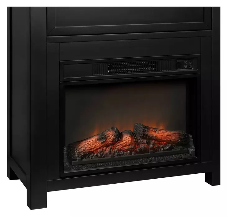 Fireside Consoles Black and White Sintered Stone Top Fireside Console with USB Charging