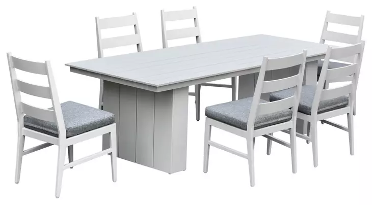 Nash Outdoor Dining Gray Upholstered Outdoor Ladder Back Side Chair Set of 2