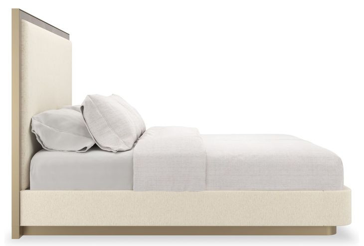 Anthology Beige and Dry Martini Queen Upholstered Panel Bed
