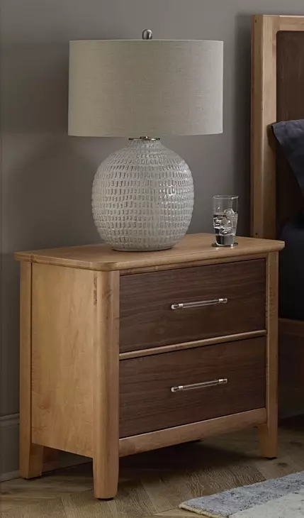 Nordhaven Clear Maple and Nordic Walnut 2 Drawer Nightstand