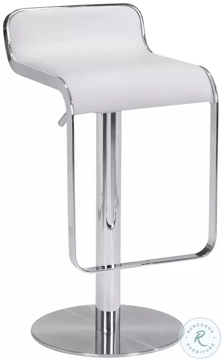 Equino White Adjustable Swivel Bar Stool