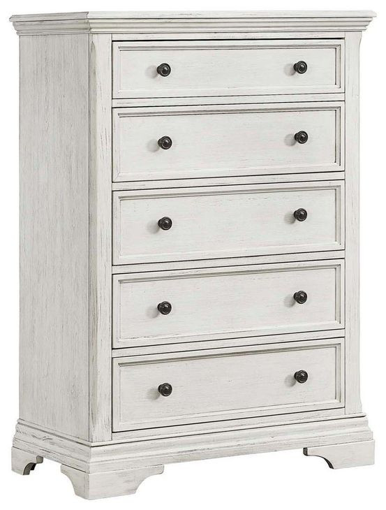 Olivia Brushed White 5 Drawer Chest