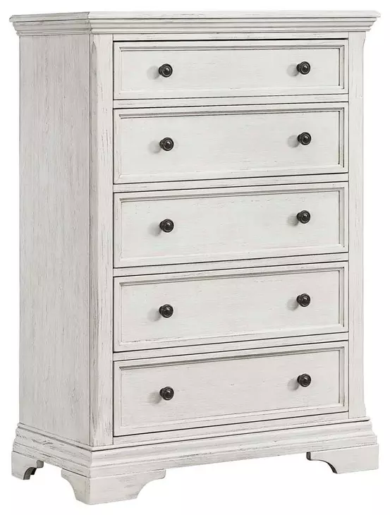 Olivia Brushed White 5 Drawer Chest