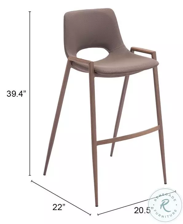 Desi Brown and Walnut Bar Stool Set of 2 - Thumbnail 4