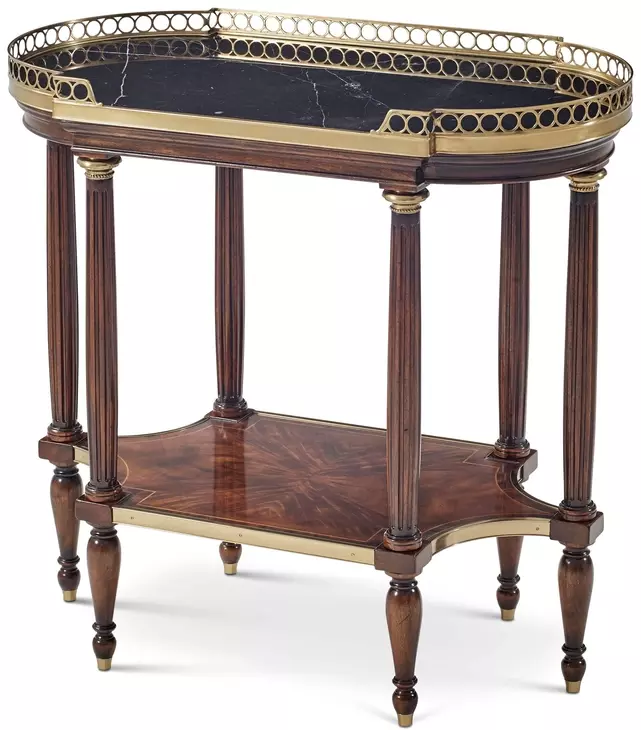 TA Originals Okoume Choco and Gold Oval Quartz Top Parfait Accent Table