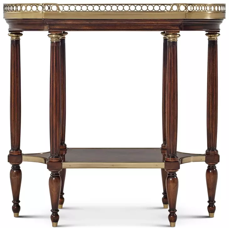 TA Originals Okoume Choco and Gold Oval Quartz Top Parfait Accent Table