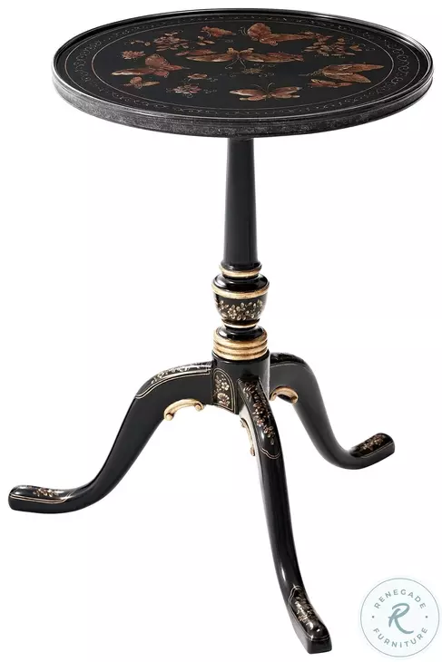 The Jennings And Betteridge Black And Italian Gold Chinoiserie 22" Oval Accent Table