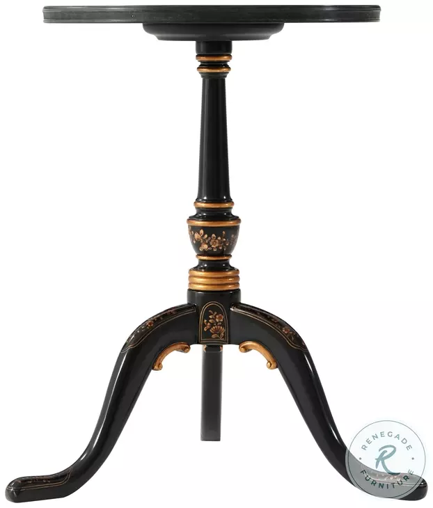 The Jennings And Betteridge Black And Italian Gold Chinoiserie 22" Oval Accent Table