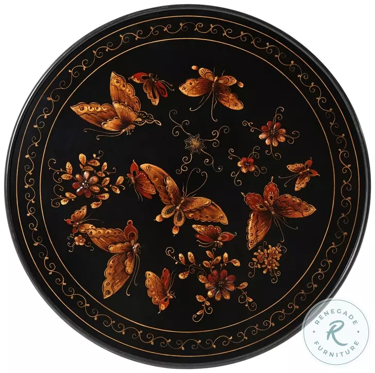The Jennings And Betteridge Black And Italian Gold Chinoiserie 22" Oval Accent Table