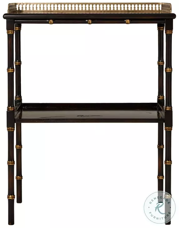 Spectator's Gallery Brown And Italian Gold Chinoiserie 21" Rectangular Accent Table