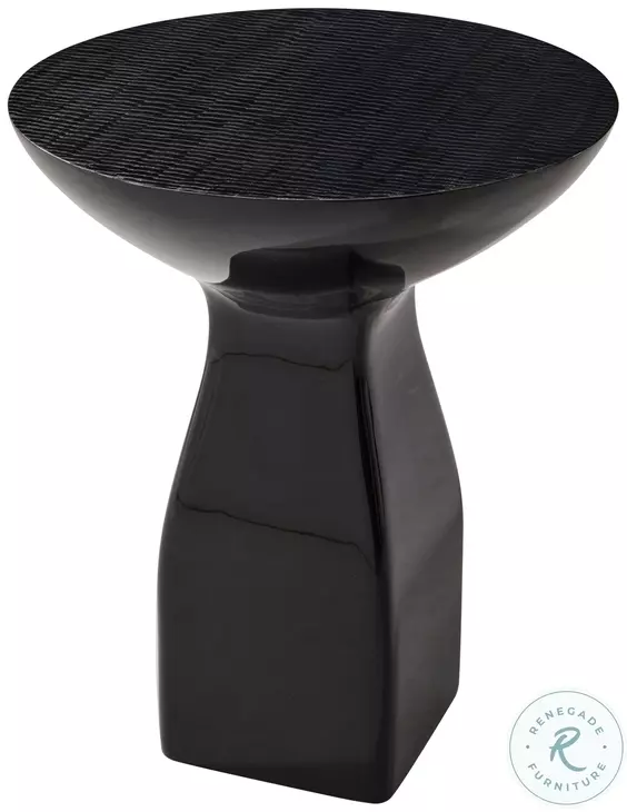 Chaturanga Python Noir And Black Lacquer 20" Round Accent Table