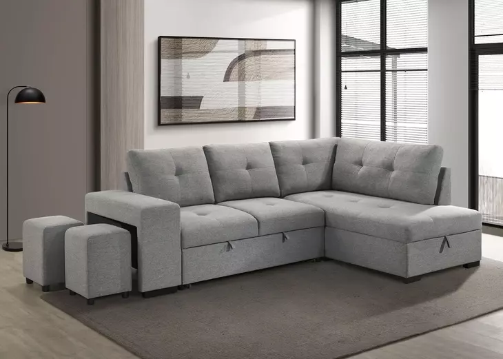 Roanne Gray 3 Piece Modular Sleeper Sectional From Coaster