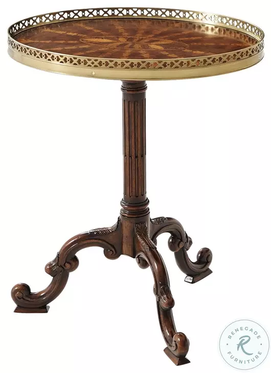 Radiating Walnut Parquetry 19" Oval Accent Table