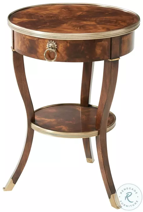 Around in Circles Italian Gold Rub And Ramsey Mahogany 20" Side Table