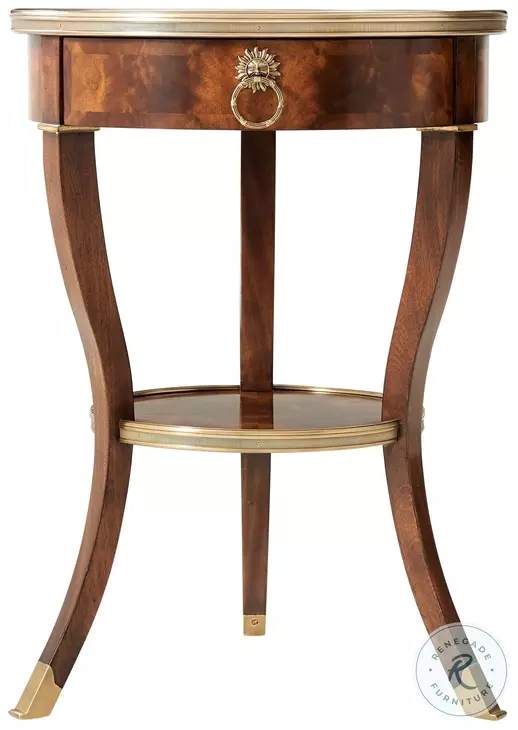 Around in Circles Italian Gold Rub And Ramsey Mahogany 20" Side Table