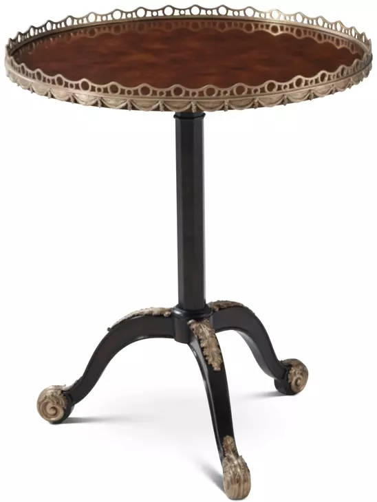 TA Originals Ramsey Mahogany and Black Round Galleried Appeal Accent Table