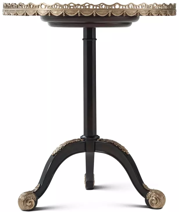 TA Originals Ramsey Mahogany and Black Round Galleried Appeal Accent Table