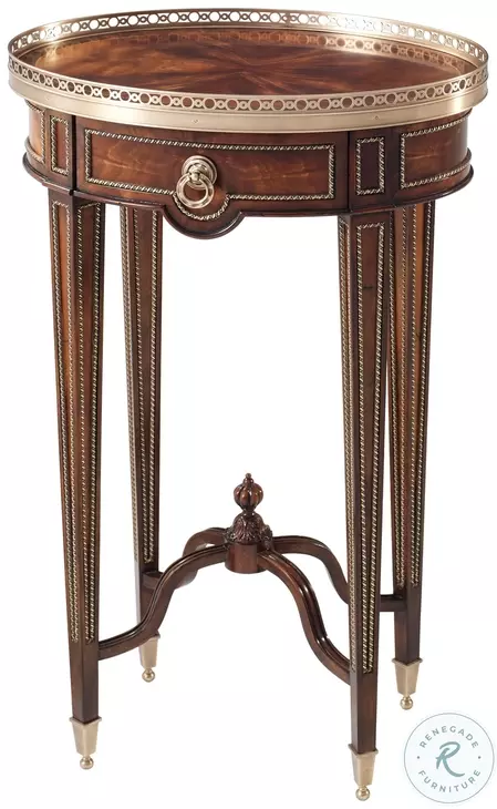 Fine Chester on Indian Mahogany Wood 20" Oval Accent Table