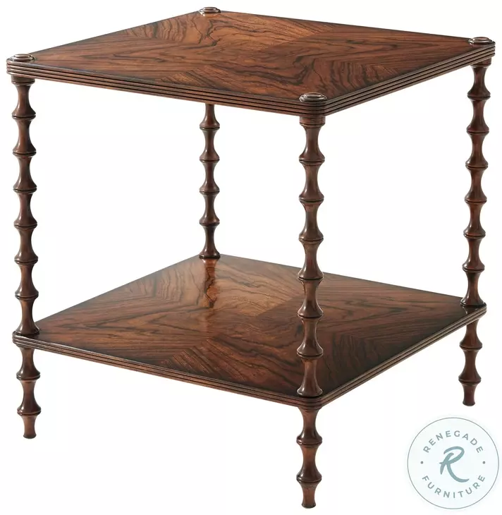 Variations on the Bobbin Argentinian Walnut 26" Square Side Table