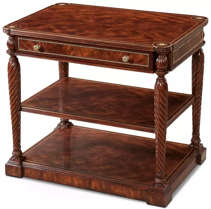 English Cabinet Maker Brown and Gold Rectangular Kympton Side Table