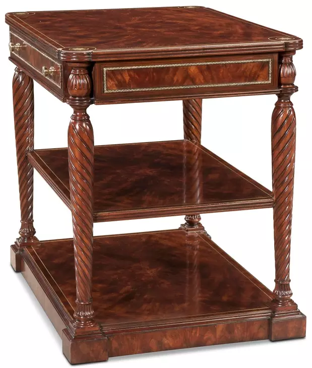 English Cabinet Maker Brown and Gold Rectangular Kympton Side Table