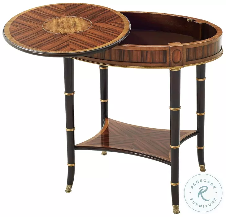 Edgeworth Black And Italian Gold Ramsey Mahogany Dartmoor 28" Oval Side Table
