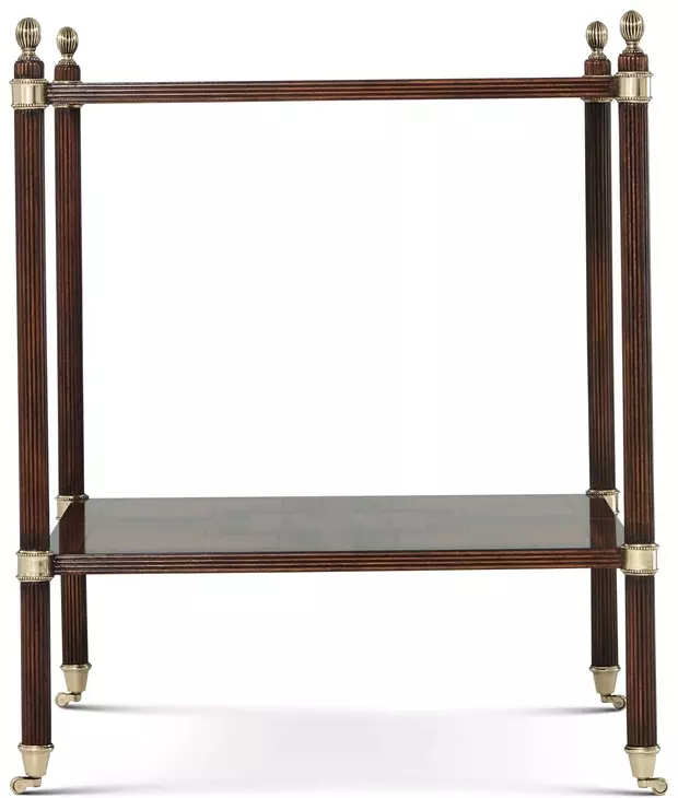 English Cabinet Maker Completon and Gold Square Regency Tiers Side Table