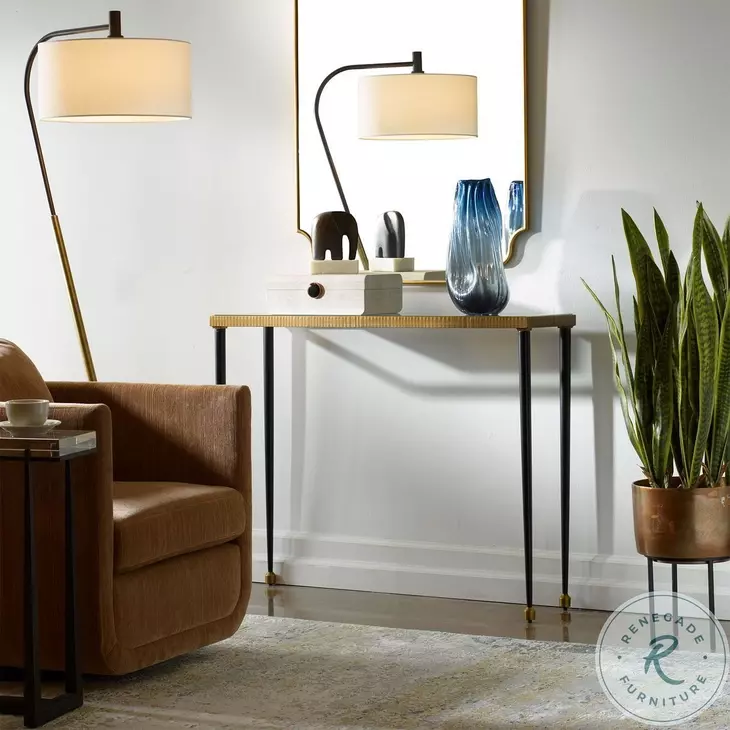 Needlepoint Antique Gold And Black Console Table