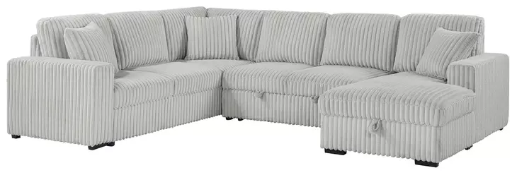 Devonshire Gray Sleeper Sectional with Storage Chaise