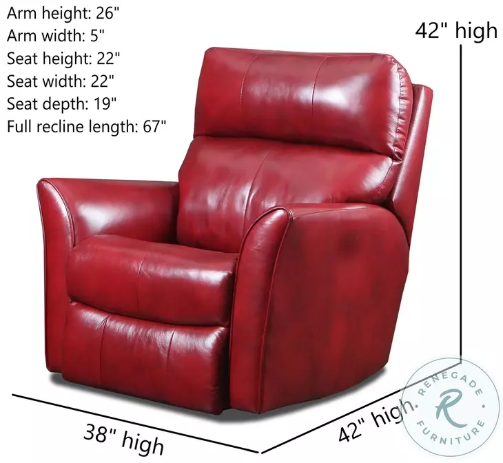 Stardust Palermo Crimson Leather Power Headrest Wall Hugger Recliner