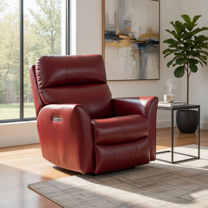 Stardust Palermo Crimson Leather Power Headrest Rocker Recliner