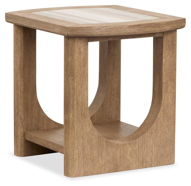 Bradford Riverbed Beige Rectangular Marble Top End Table