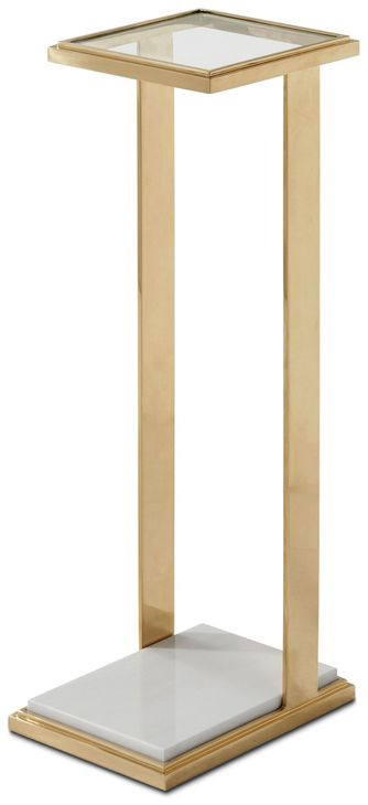 TA Originals Brass and White Rectangular Glass Top San Clemente II Accent Table