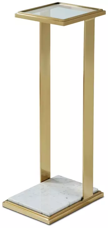 Oasis Brass and White Rectangular Glass Top Clemente Accent Table