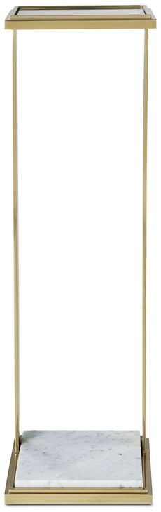 Oasis Brass and White Rectangular Glass Top Clemente Accent Table