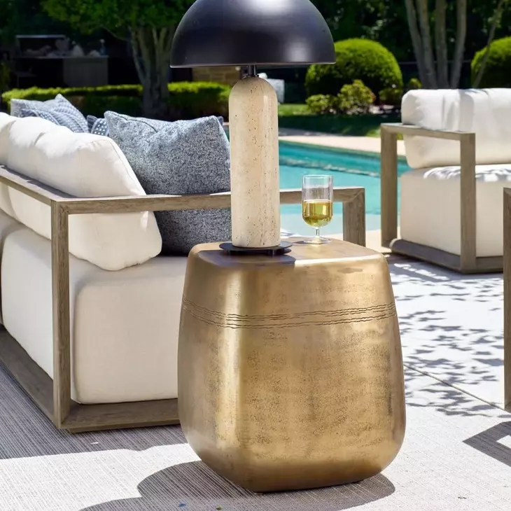 Hamilton Aged Brass Outdoor Square Side Table