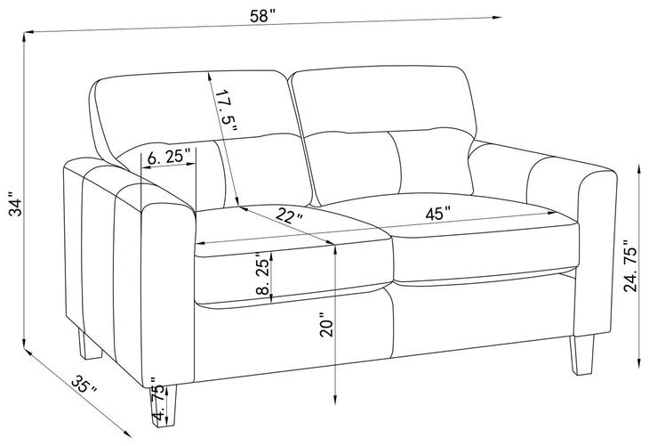 Scotland Black 58" Loveseat