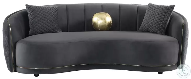 Brookside Dark Gray Velvet Curved 92" Sofa