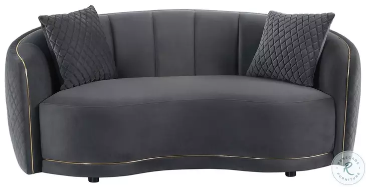Brookside Dark Gray Velvet Curved 73" Loveseat