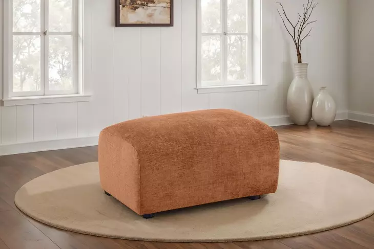 Burnett Burnt Orange Upholstered Rectangular Ottoman