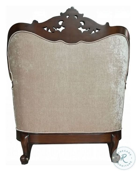 Devayne Fabric and Dark Walnut Living Room Set with 6 Pillows