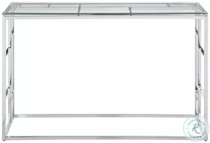 5073 Clear Glass And Polished Stainless Steel Occasional Table Set with Ladder Style Frame