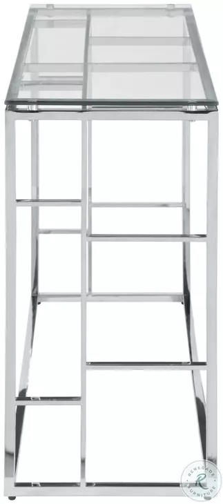 5073 Clear Glass And Polished Stainless Steel Sofa Table with Ladder Style Frame