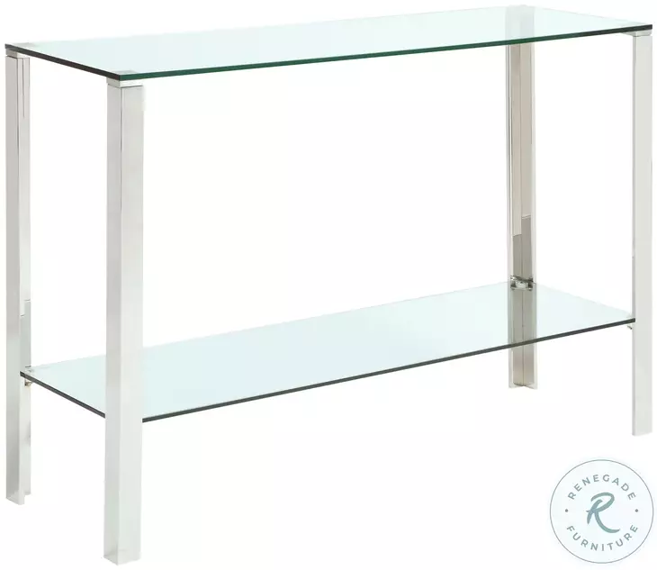 5080 Clear Glass And Polished Stainless Steel Sofa Table