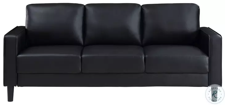 Ruth Black Track Arm Faux Leather 77" Sofa