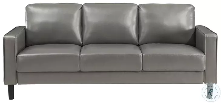 Ruth Gray Track Arm Faux Leather 77" Sofa